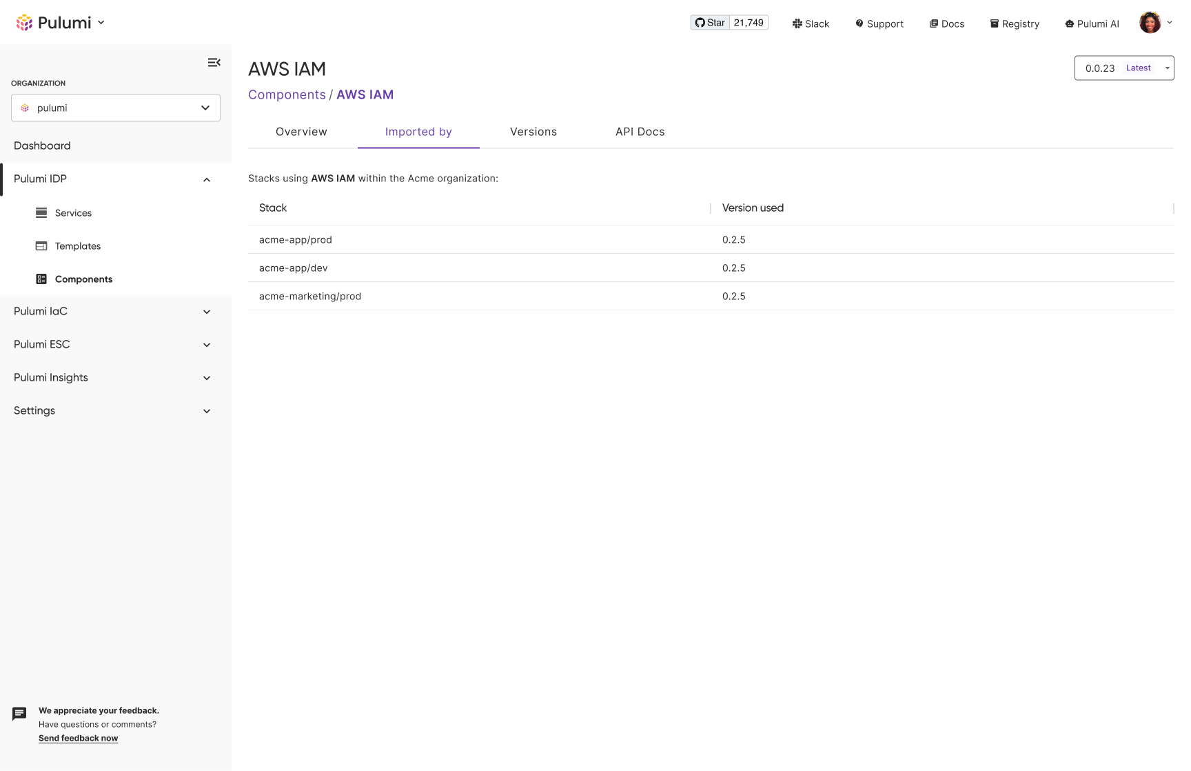 Pulumi Private Registry Insights