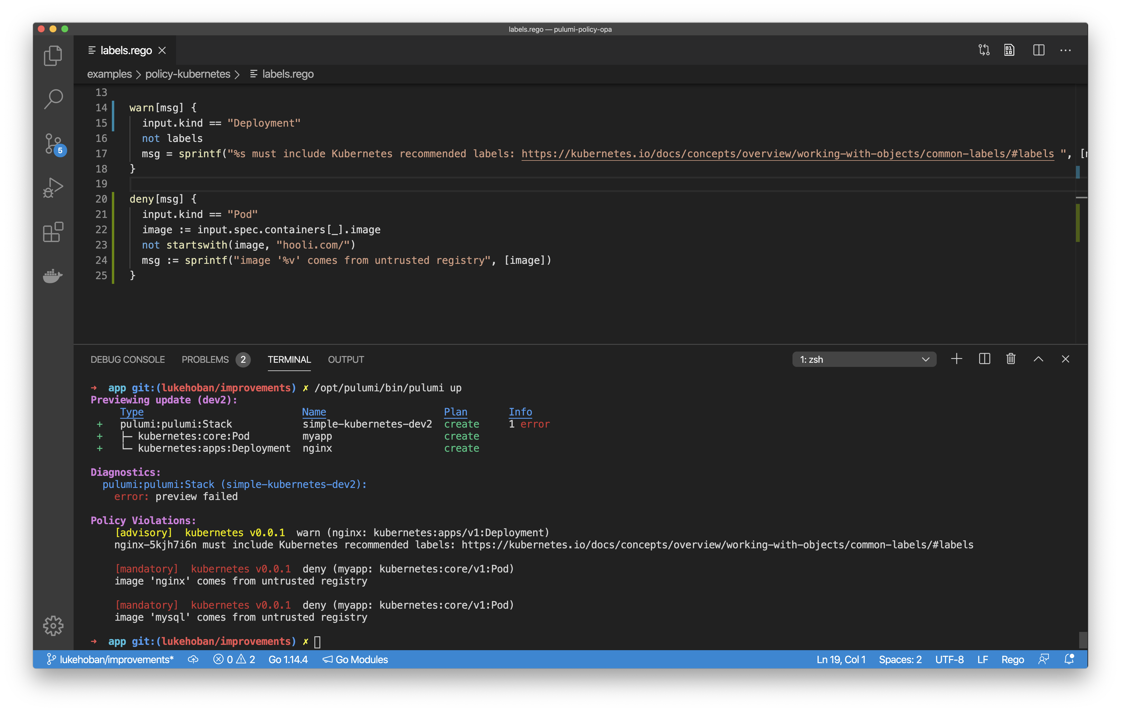 Pulumi OPA CrossGuard VSCode