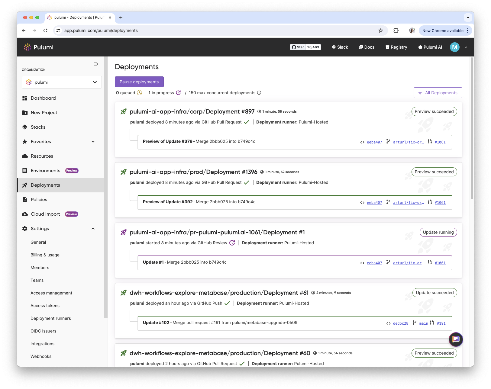 Deployments UI