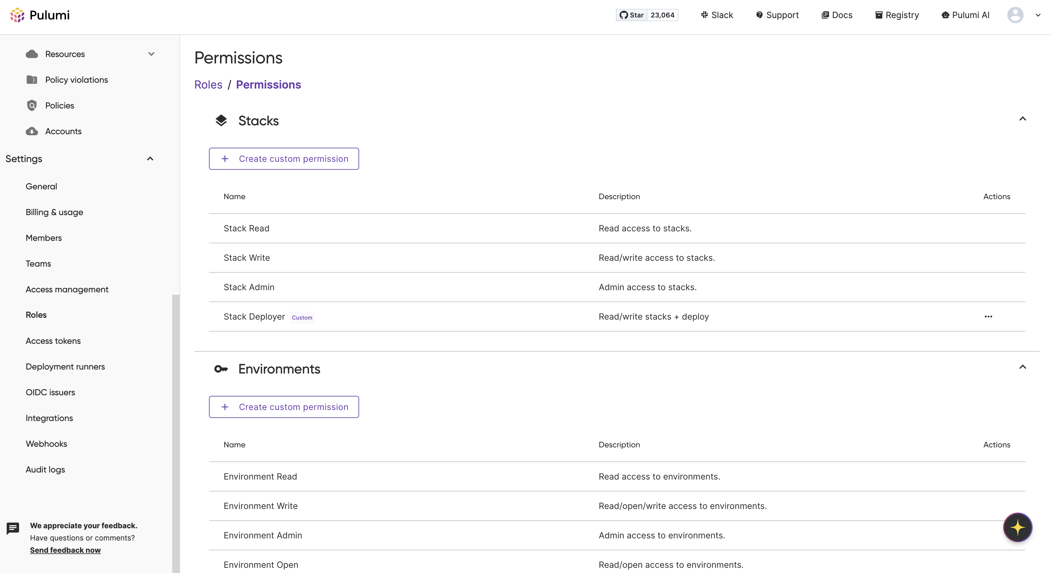 Your new permission set is visible on the permission sets page